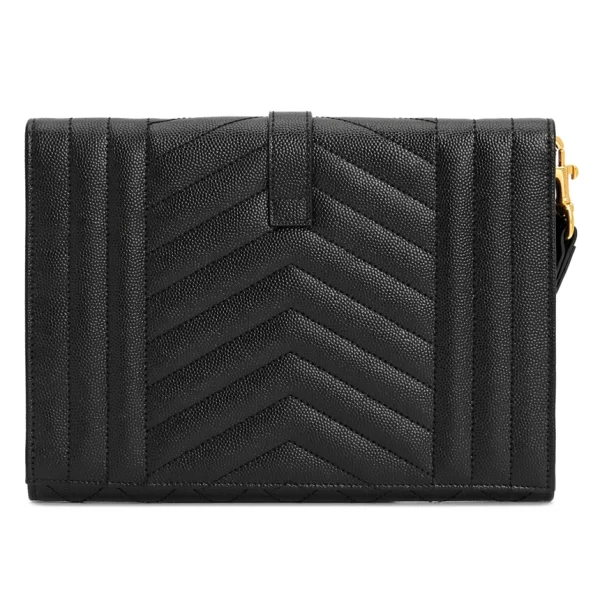 3 Saint Laurent Clutch Pouch Bag Cowhide Black