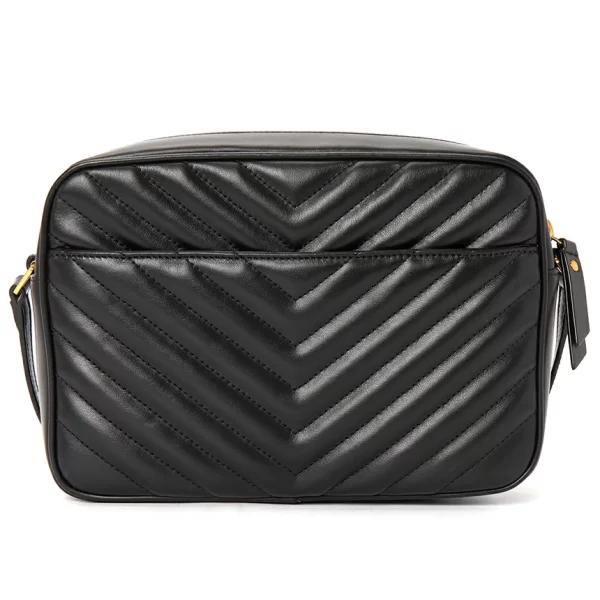 3 Saint Laurent Shoulder Bag Leather Brass Black