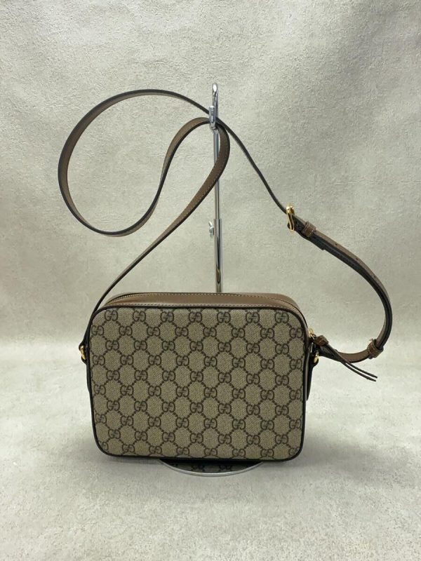 3 Gucci Shoulder Bag Allover Pattern Horsebit Brown