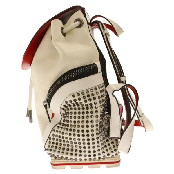 3 Christian Louboutin Spike Stud Backpack Rucksack White