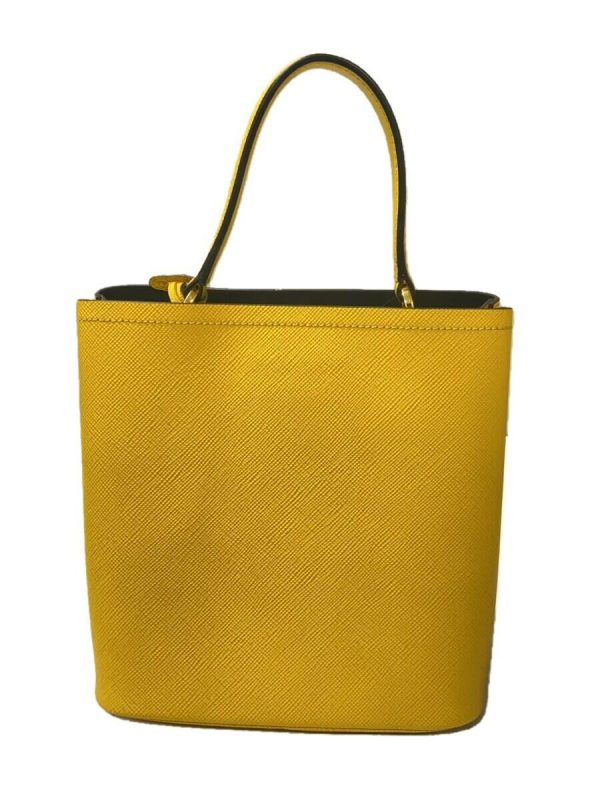 3 Prada Pannier Saffiano 2way Shoulder Bag Leather Yellow