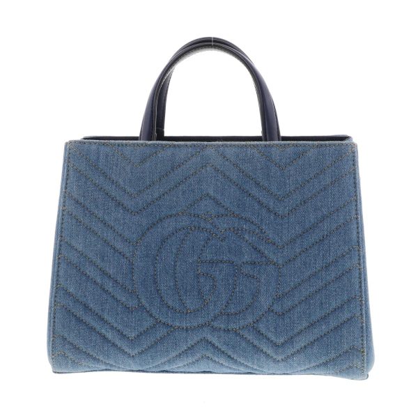 3 Gucci Gg Marmont 2way Bag Tote Bag Blue