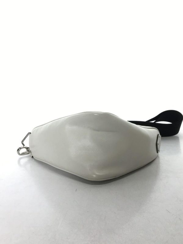 3 Prada Embossed Triangle Shoulder Bag Leather White