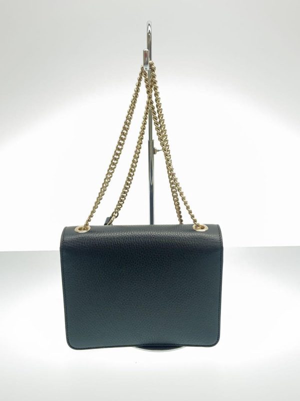 3 Gucci Chain Shoulder Bag Interlocking G Leather Black