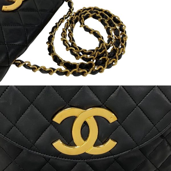 3 Chanel Matelasse Coco Mark Lambskin Leather Chain Mini Shoulder Bag Black