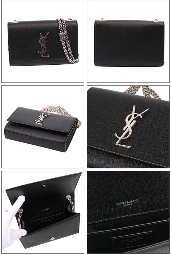 3 Saint Laurent Small Leather Crossbody Chain Crossbody Bag Black