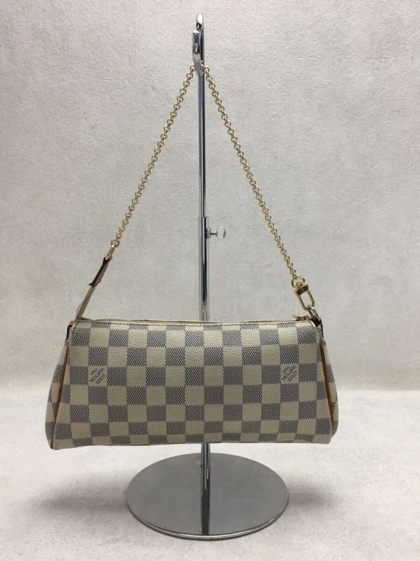 3 Louis Vuitton Shoulder Bag Damier Azur White