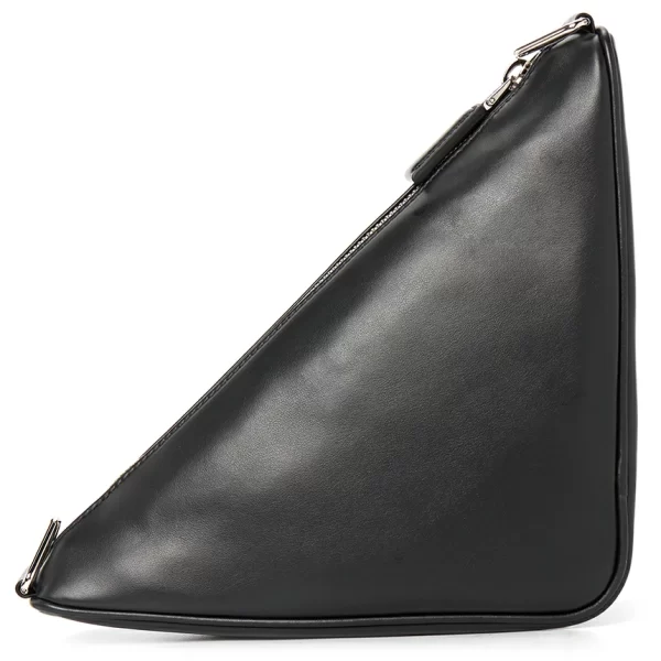 3 Prada Triangle Leather Shoulder Bag Black