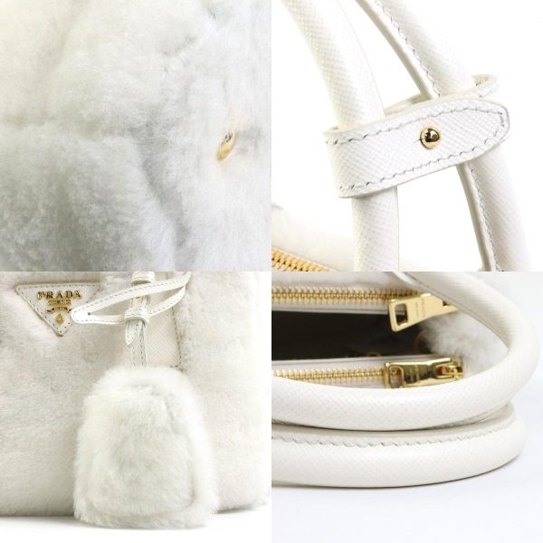 3 Prada Handbag Crossbody Shoulder Bag Leather White