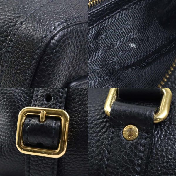 3 Prada Shoulder Bag Leather Black