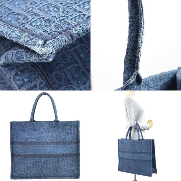 3 Christian Dior Handbag Tote Bag Oblique Bag Denim Blue