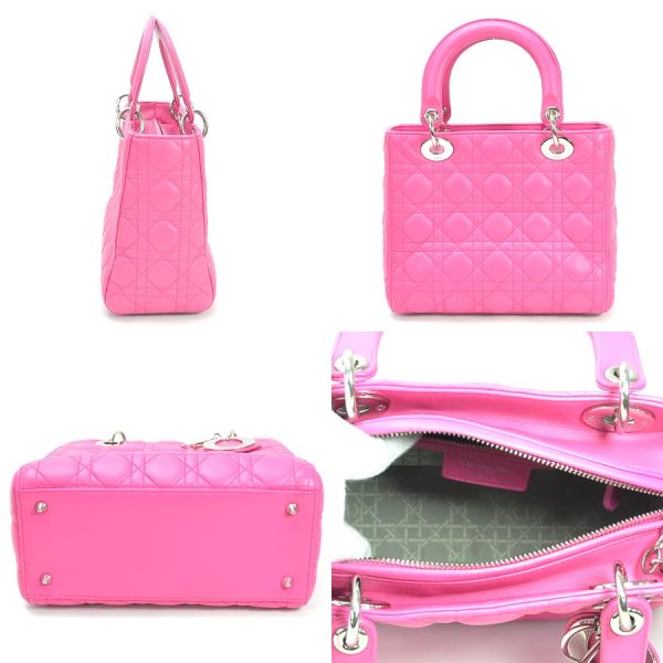 3 Christian Dior Handbag Shoulder Bag 2way Cannage Pink