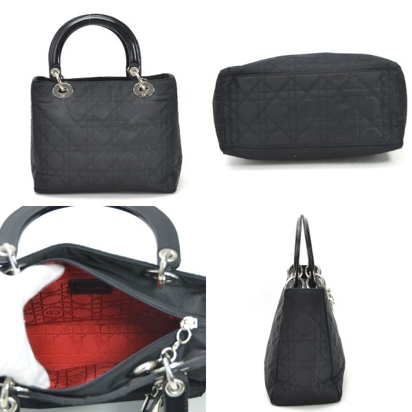 3 Christian Dior Handbag Shoulder Bag 2way Cannage Nylon Black