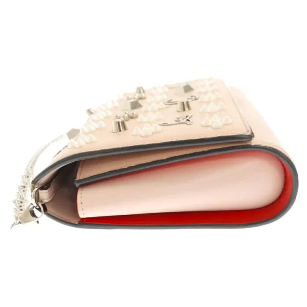 3 Christian Louboutin Paloma Chain Shoulder Bag Clutch Bag Pink