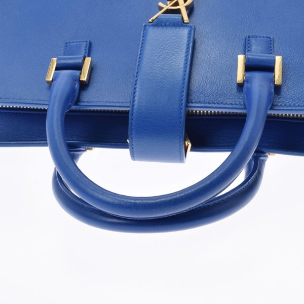 3 Saint Laurent 2way Bag Gold Hardware Calf Handbag Blue