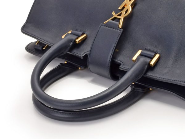 3 Saint Laurent Monogram Cabas Leather Navy Blue