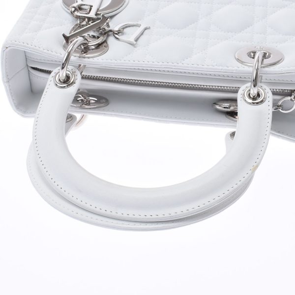 3 Christian Dior Cannage Bag 2way Calf Handbag White