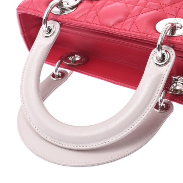 3 Christian Dior 2way Bicolor Hardware Leather Handbag Pink