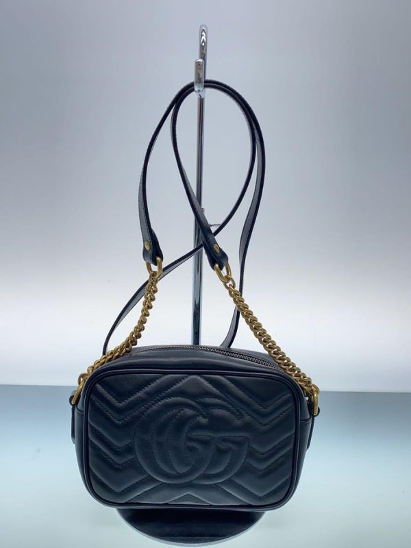 3 Gucci Shoulder Bag GG Marmont Leather Black