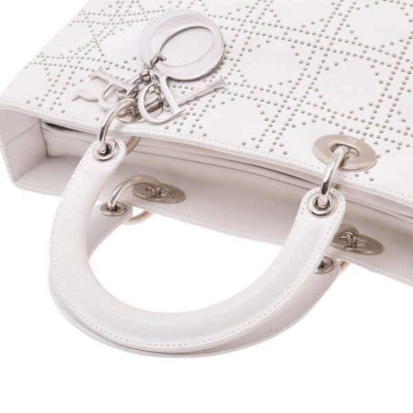 3 Christian Dior White Silver Hardware Calf 2way Bag