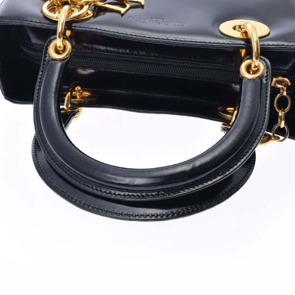 3 Christian Dior Lady Dior Gold Hardware Leather Handbag Black