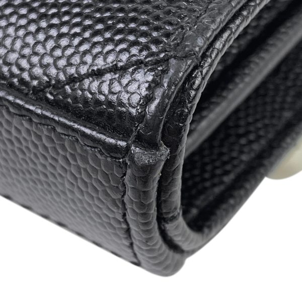 3 Saint Laurent Monogram Chain Wallet Clutch Leather Black