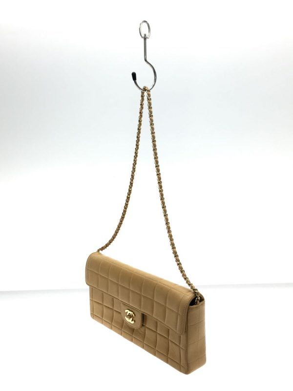 3 Chanel Shoulder Bag Leathe Chocolate Bar Beige