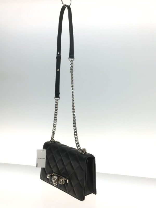 3 Alexander Mcqueen Jeweled Satchel Shoulder Bag Leather Black