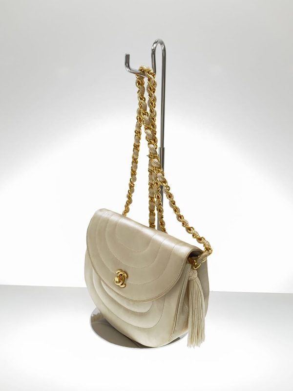 3 Chanel Chain Coco Mark Shoulder Bag White