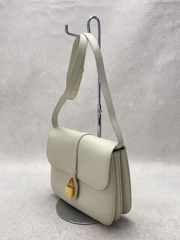 3 Celine Medium Calfskin Shoulder Bag Leather Ivory