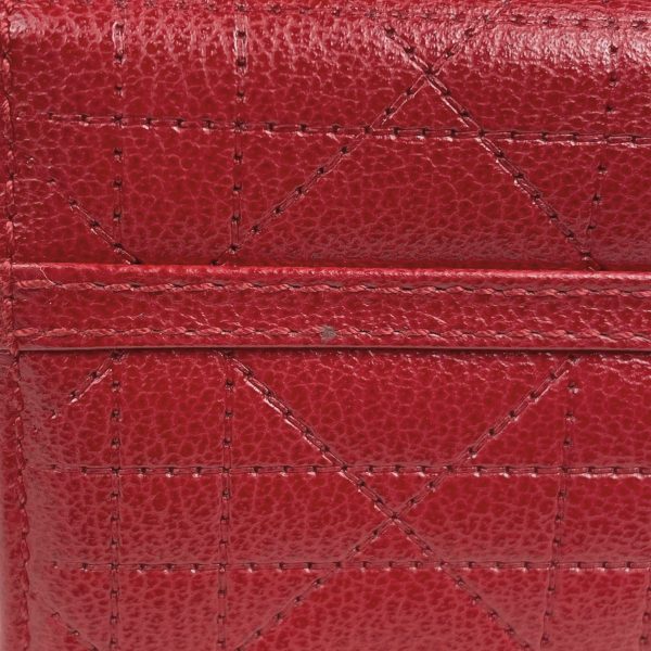 4 Christian Dior Logo Vanity Bag Cannage Handbag Leather Red