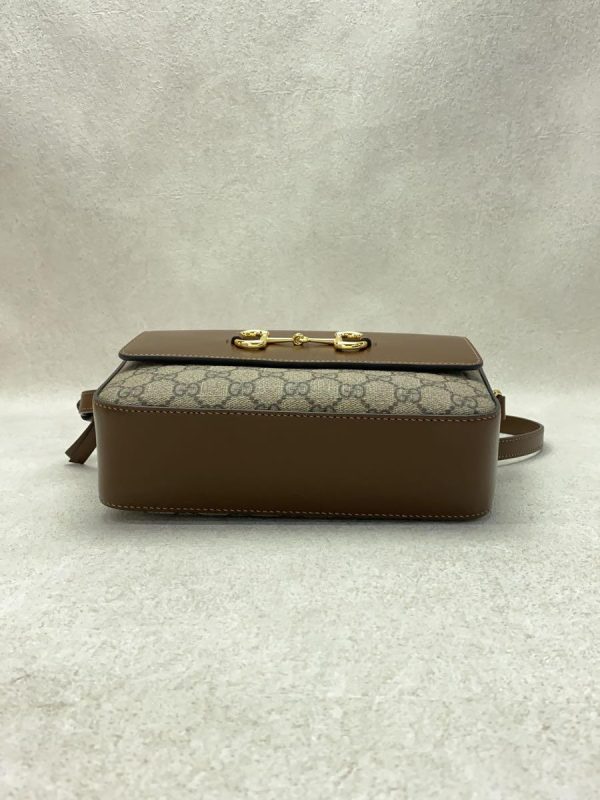 4 Gucci Shoulder Bag Allover Pattern Horsebit Brown