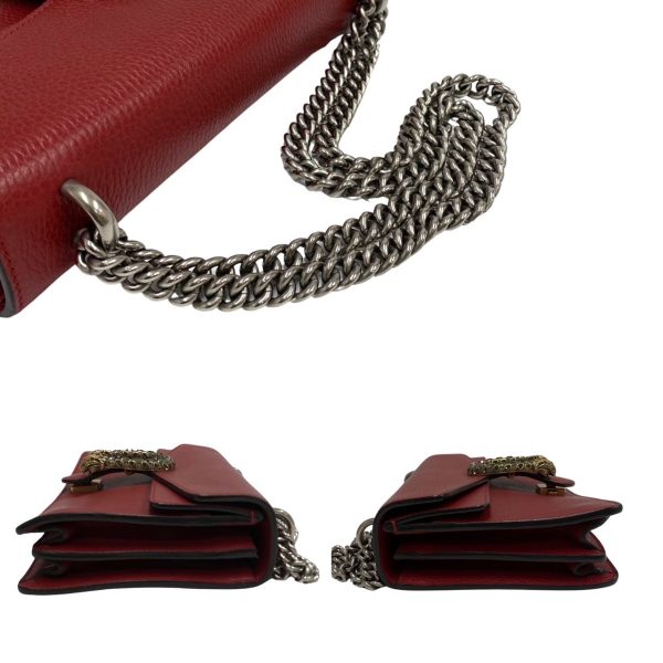 4 Gucci Metal Fittings Leather Chain Mini Shoulder Bag Pochette Red