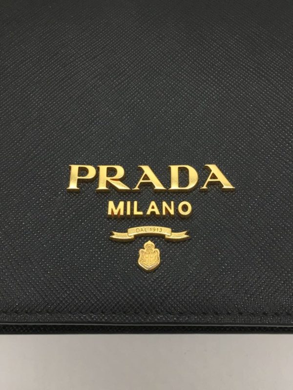 4 Prada Shoulder Bag Leather Black