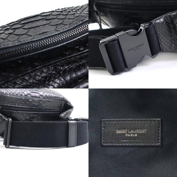 4 Saint Laurent Body Bag Waist Pouch Python Black