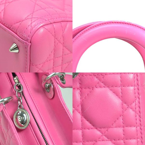 4 Christian Dior Handbag Shoulder Bag 2way Cannage Pink