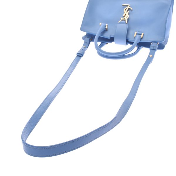 4 Saint Laurent 2way Bag Gold Hardware Leather Handbag Light Blue