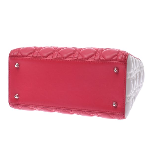 4 Christian Dior 2way Bicolor Hardware Leather Handbag Pink