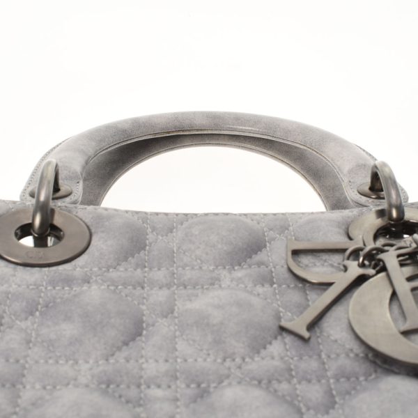 4 Christian Dior Cannage 2way Calf Handbag Gray