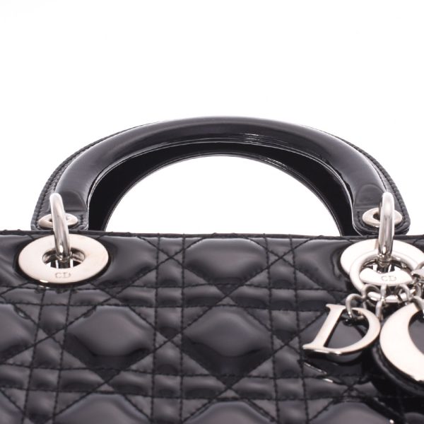 4 Christian Dior 2way Bag Black Silver Hardware Enamel Handbag