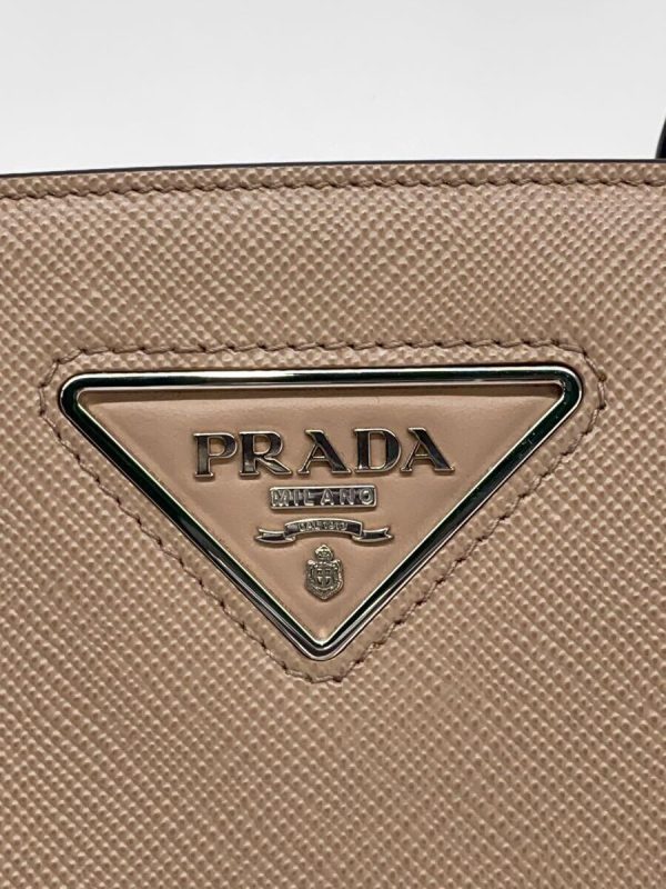 4 Prada Saffiano Cuir City Calf Shoulder Bag Leather Beige