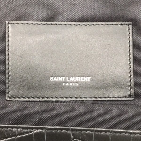 4 Saint Laurent Paris Croco Embossed City Bag Black