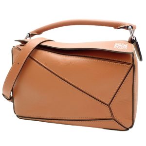 40802066172 1 Loewe Small Handbag 2way Shoulder Crossbody Calf Tan Brown Silver Hardware