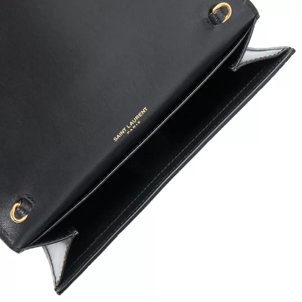 5 Saint Laurent Shoulder Bag Cowhide Handle Black