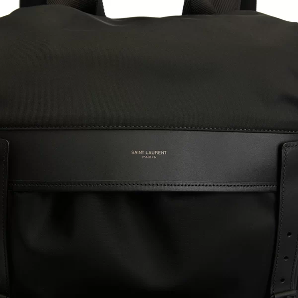 5 Saint Laurent Backpack Recycled Nylon Cotton Handle Black