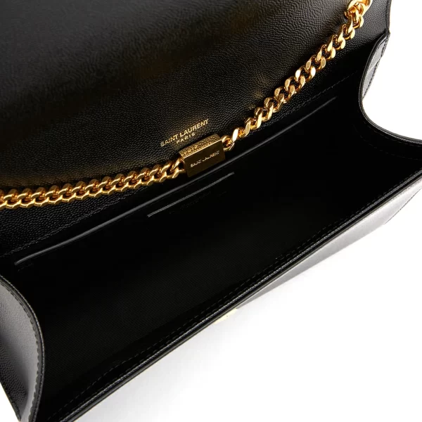 5 Saint Laurent Shoulder Bag Cowhide Handle Black