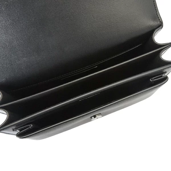 5 Saint Laurent Shoulder Bag Cowhide Handle Black