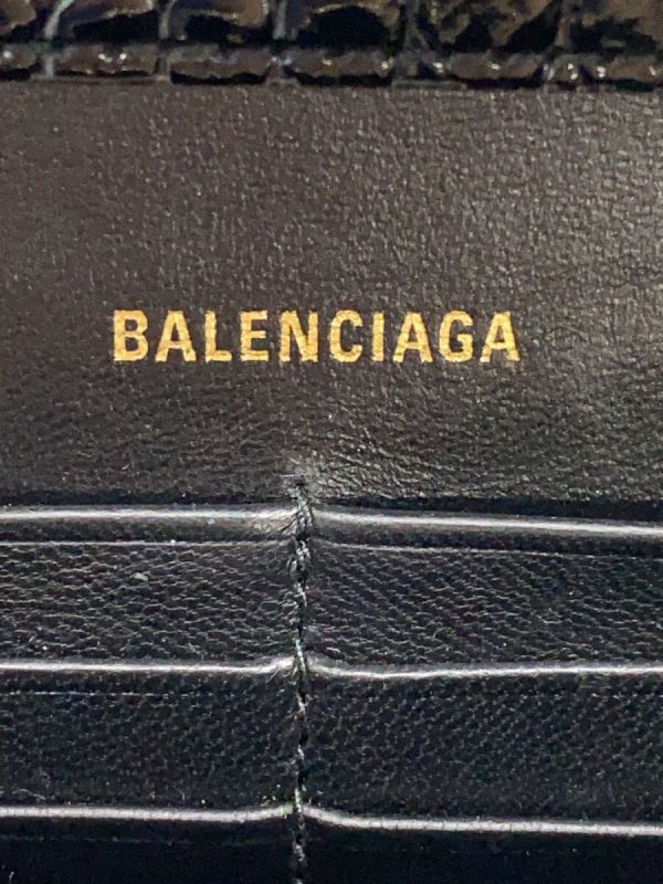 5 Balenciaga Hourglass Chain Mini Wallet Shoulder Bag Leather Black