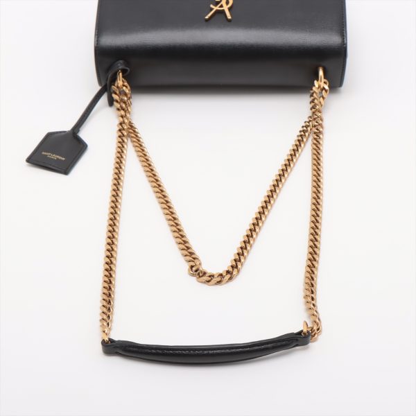 5 Ysl Saint Laurent Leather Chain Shoulder Bag Black