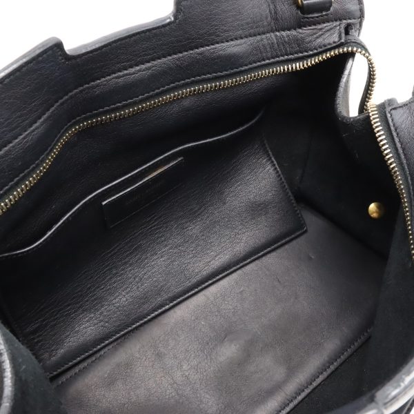 5 Ysl Saint Laurent Monogram Handbag Shoulder Bag Leather Black